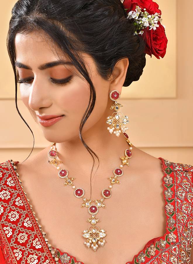 Heer Gulsheen Long Pendant Necklace Set : 8905124516647