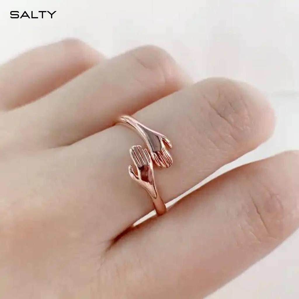 Rose Gold Hug Promise Ring - Adjustable - Anti Tarnish : RS10274A