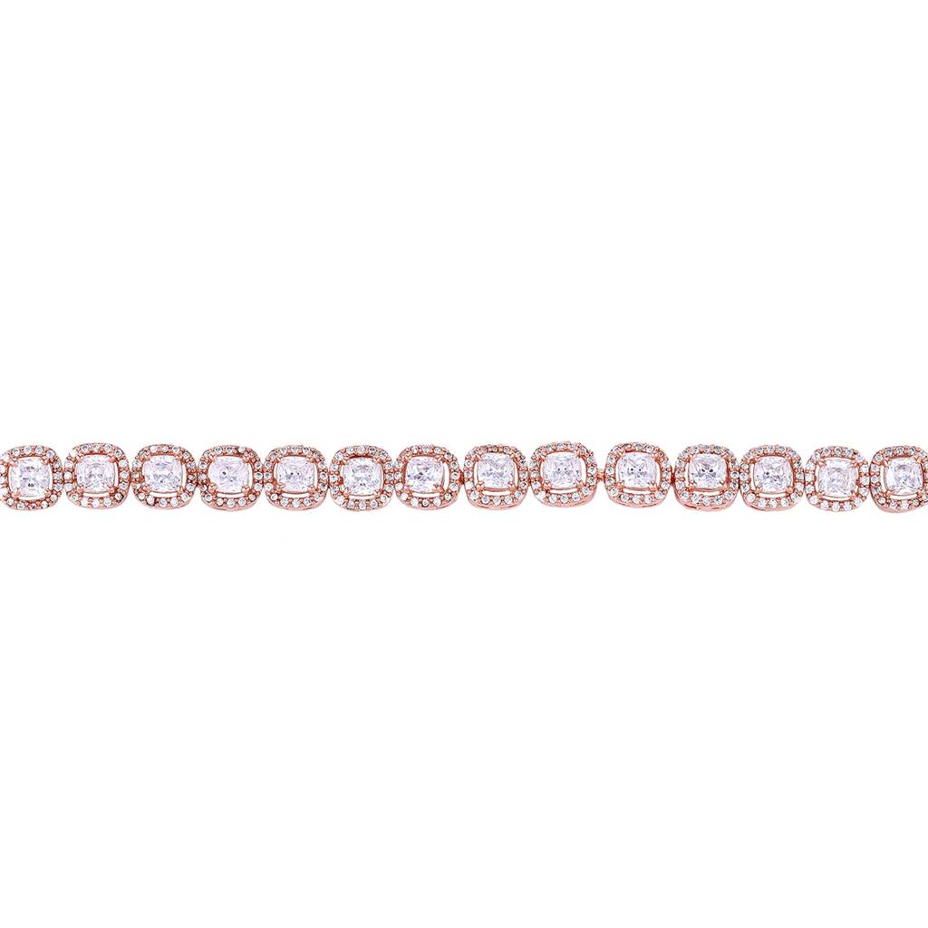 Estele Rosegold Plated Glistening White American Diamonds Charm Bracelet|Classic Jewelry For Modern Girls & Wo : AD-067-RGWEBR