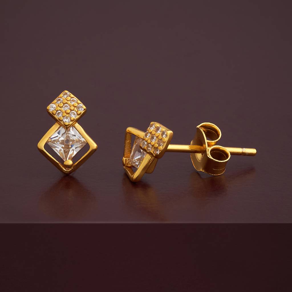 Kushal'S Fashion Jewellery Plated Zircon 92.5 Sterling Silver Studs-183137 : 437433