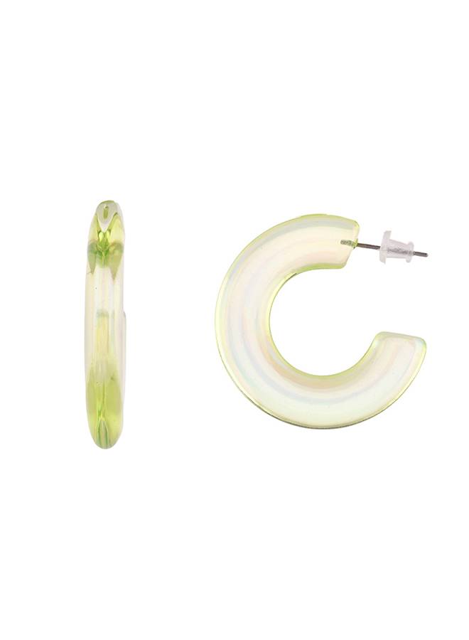 Resin Green Gradient Hoop Earrings : 8905124526097