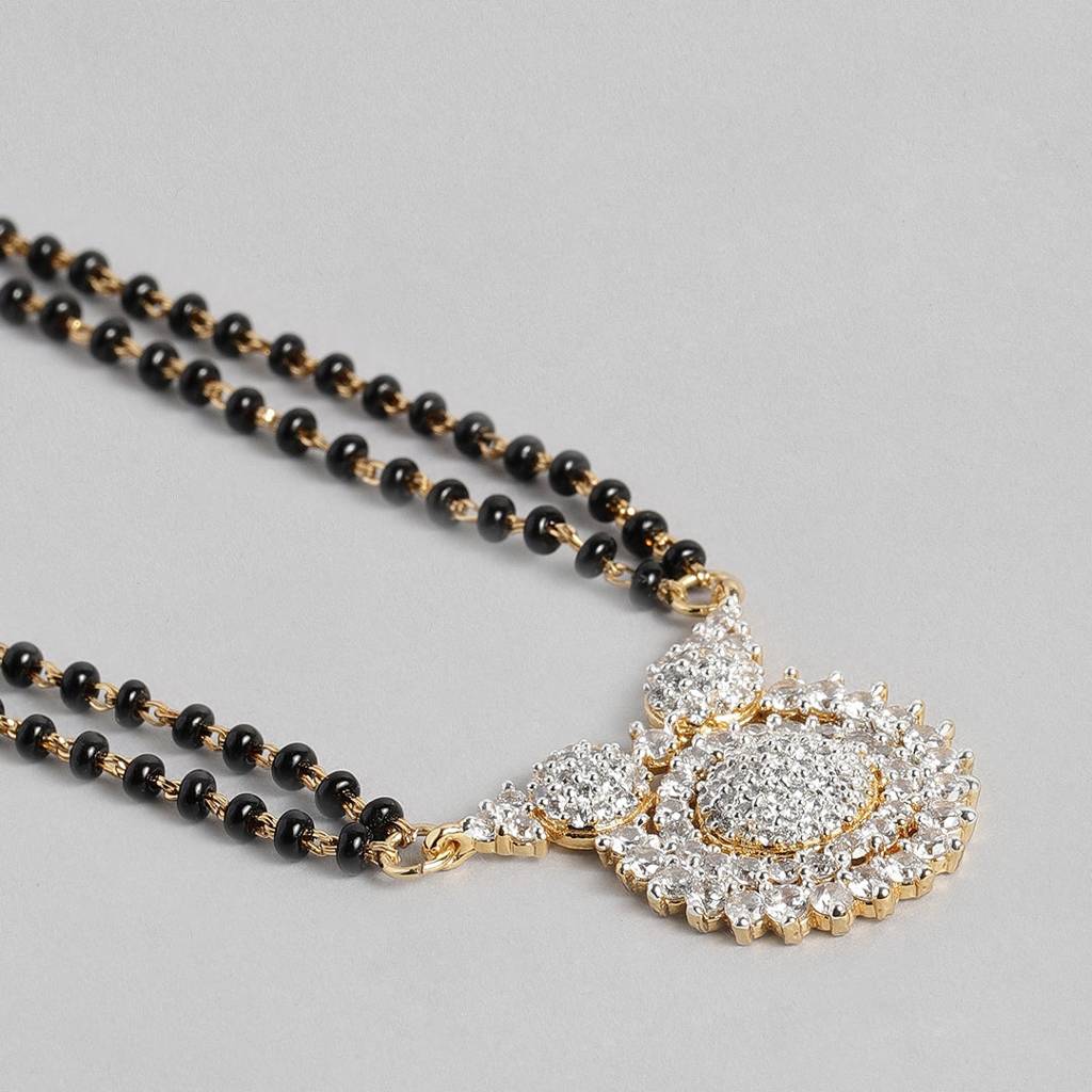 Estele Gold & Rhodium Plated Cz Glitter Circular Mangalsutra Necklace Set For Women : AD-MS-008NKER