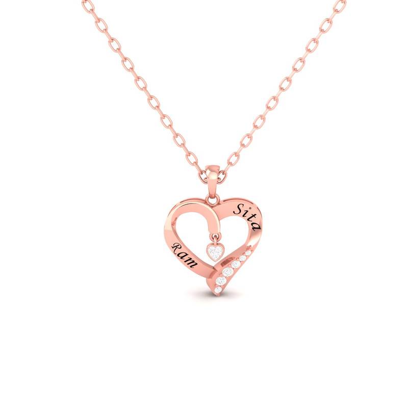 Moissanite Couple'S Heart Necklace 14K Gold Plated : TGDP-209-Y