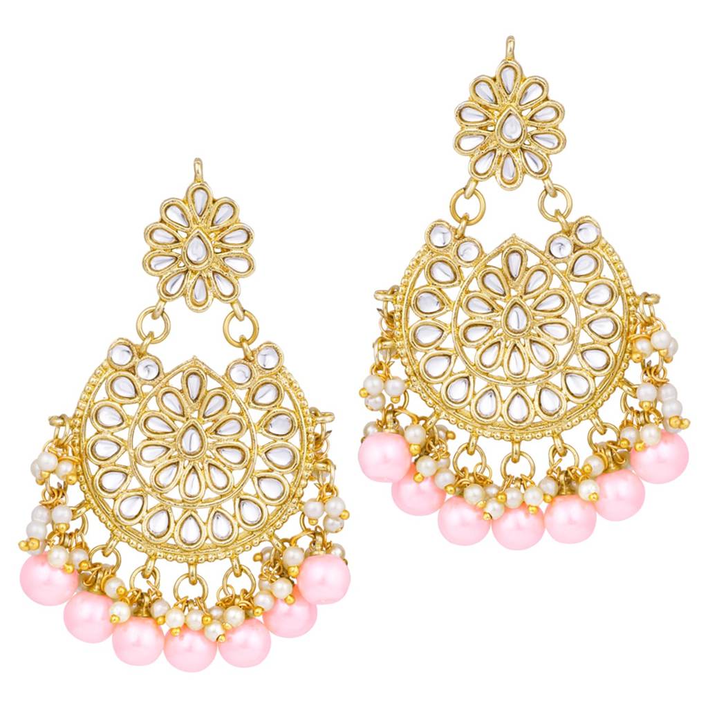 Traditional Kundan & Pearl Drop Bridal Dulhan Necklace Earring With Maang Tikka Jewellery Set For Women Girls-Pf : PF25N1177PK