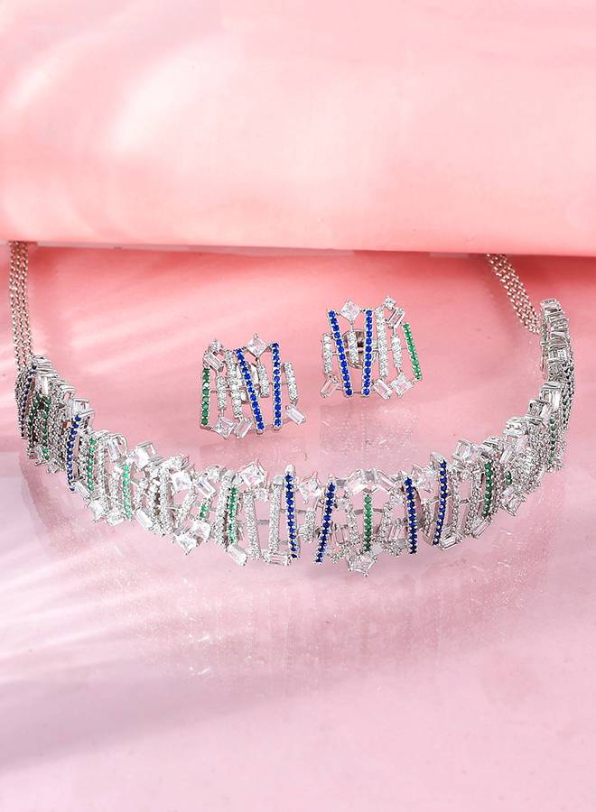 Mosaic Abstract Radiance Choker Necklace Set : 8905124519013