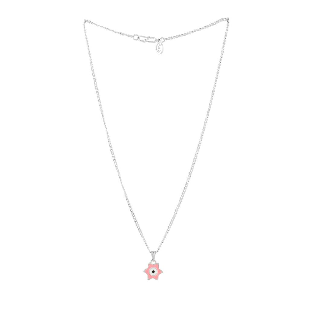 Estele Rhodium Plated Elegant Star Designer Evil Eye Charm Pendant With Chain For Girls/Women : 1015-IR-PNWEPENDANT