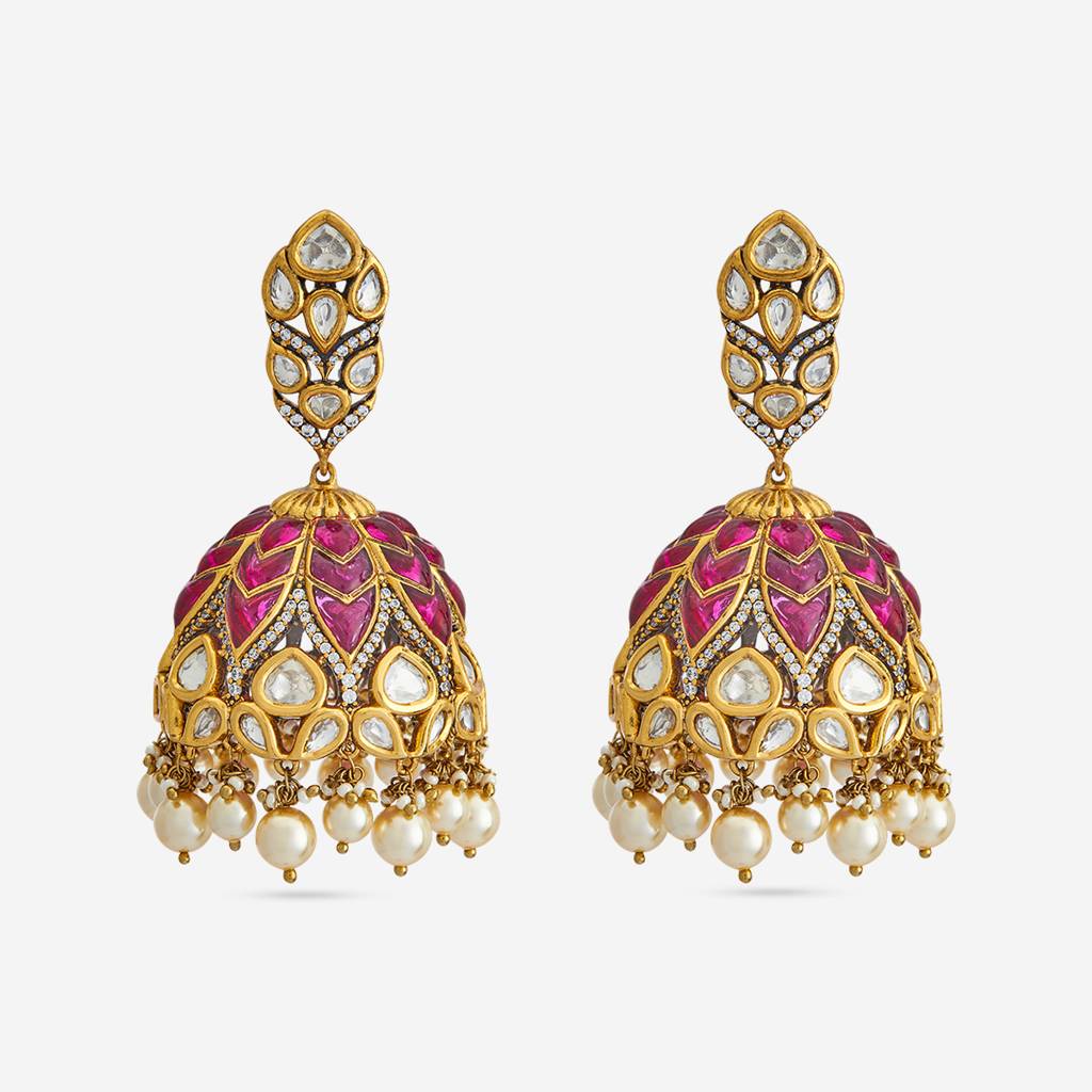 Ethnic Kundan Jhumkas-182254 : 435300