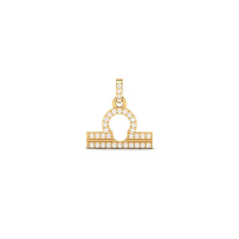 Libra Zodiac Moissanite Necklace 14K Gold Plated : TGDP-298-Y