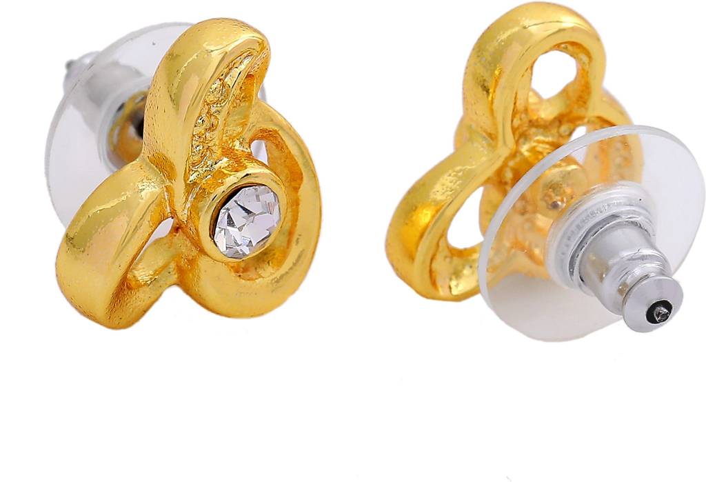 Classy Gold Finish Crystal Stud Earrings For Women Casual & Office Use : 5010292-IG-WEER