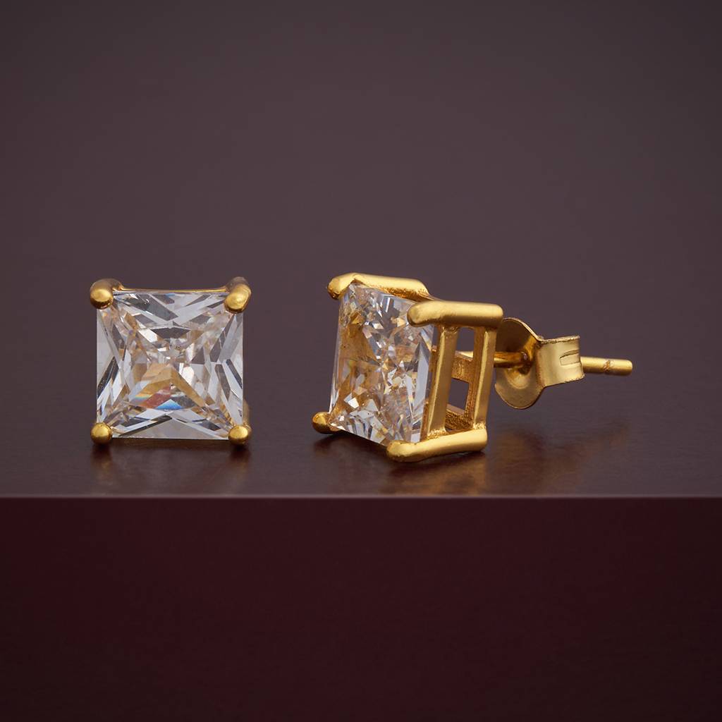 Kushal'S Fashion Jewellery White Gold-Plated Zircon 92.5 Sterling Silver Studs-183236 : 437849