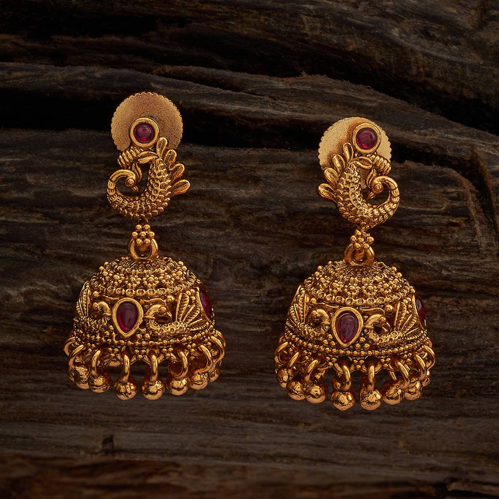Kushal'S Fashion Jewellery Gold-Plated Ethnic Antique Jhumkas-169534 : 416574