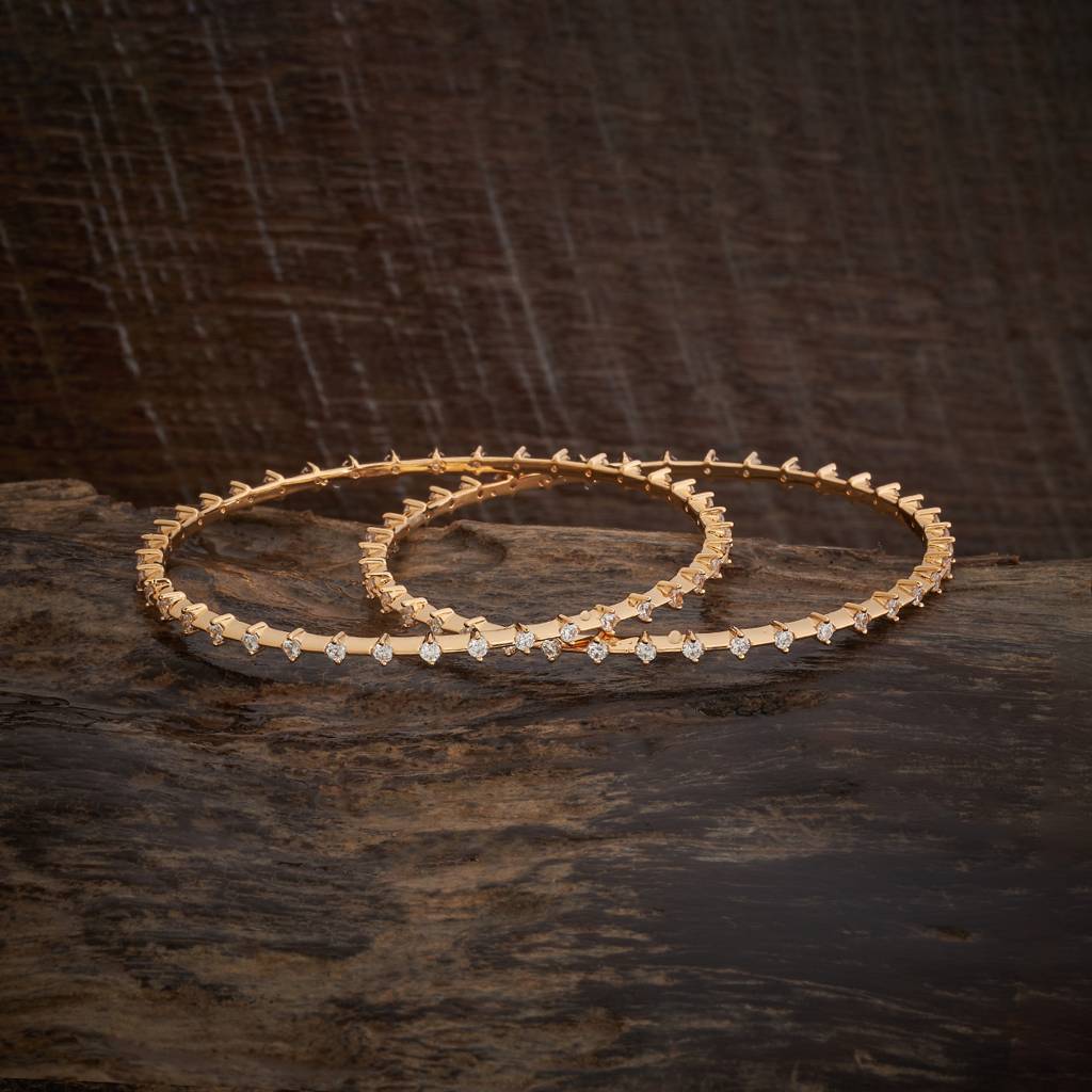 Kushal'S Fashion Jewellery  Gold-Plated Party Zircon Bangle-182786 : 436380