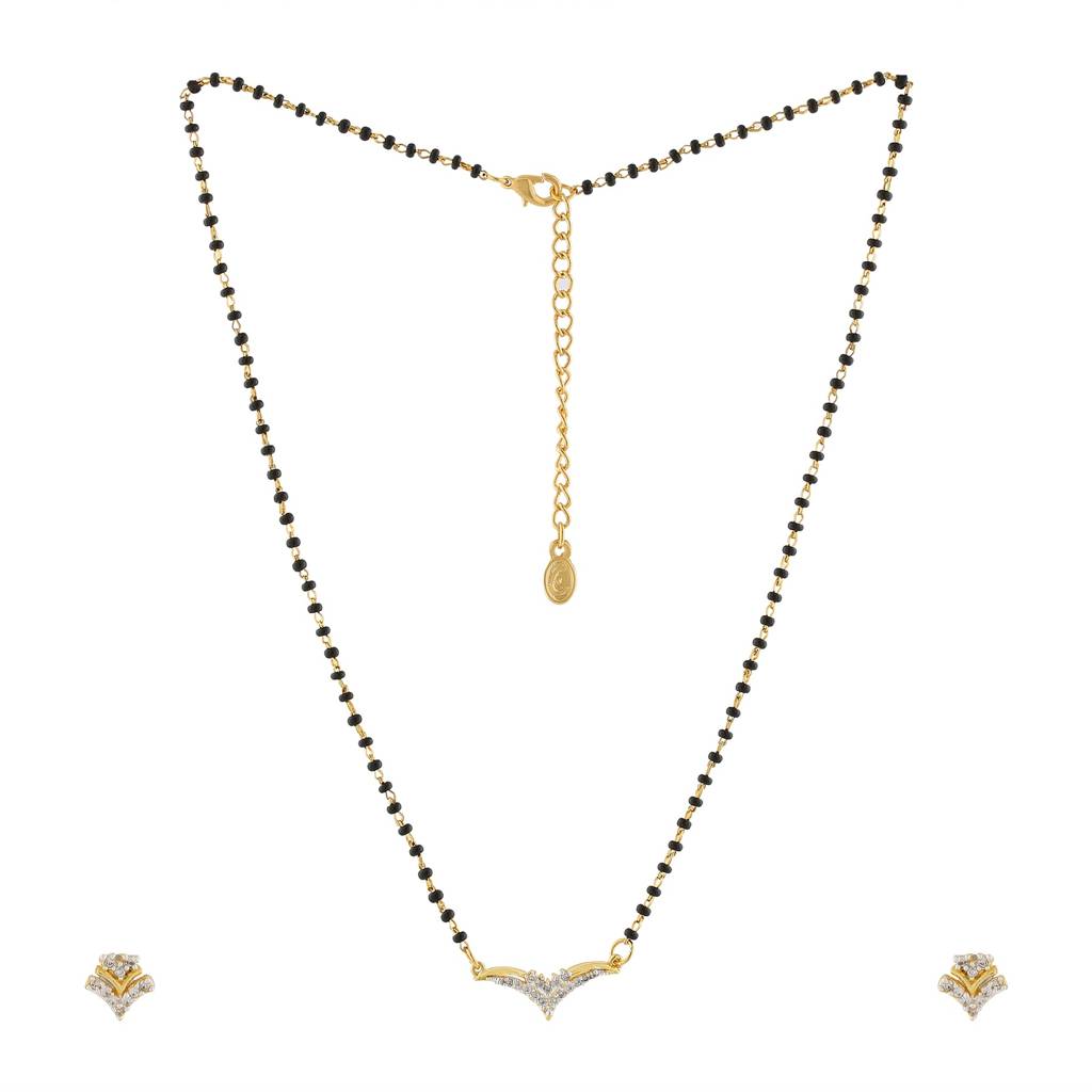 Estele Gold & Rhodium Plated Mangalsutra Set For Women : AD-MS-004NKER