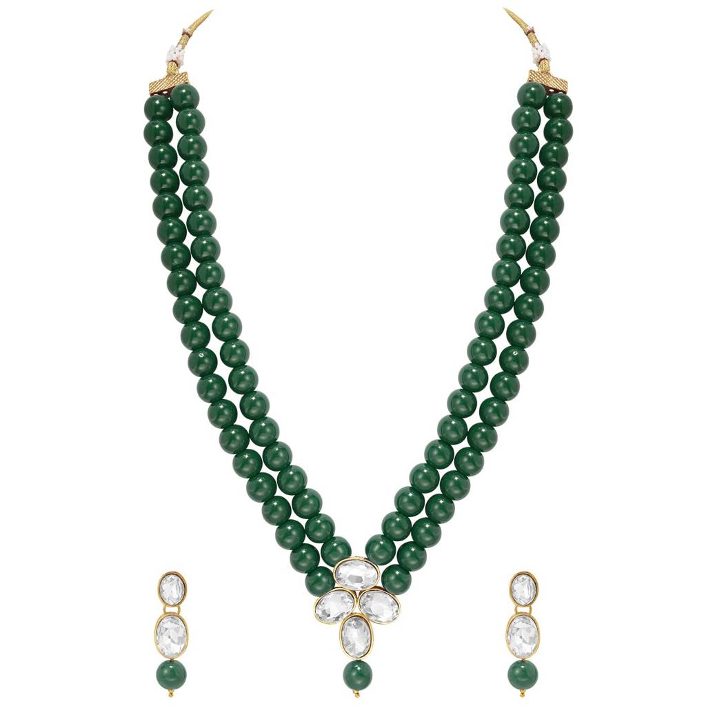 Gold Plated Kundan Long Necklace Earring Indian Traditional Jewellery Set For Women : PF24N22G