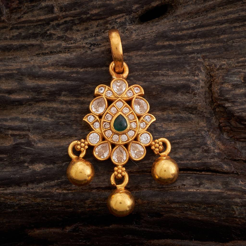 Kushal'S Fashion Jewellery Gold-Plated Ethnic 92.5 Pure Silver Temple Pendant Set-158344 : 426712