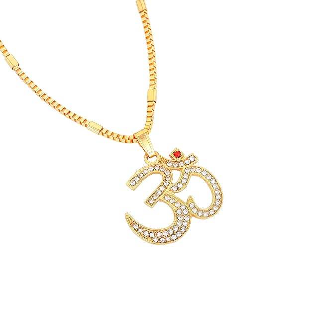 Gehena By Estele Fashion Jewelry Om Pendant Necklace For Men'S: Gold Plated Sacred Om Symbol Pendant Nec : OSAK024-IGWEPENDANT