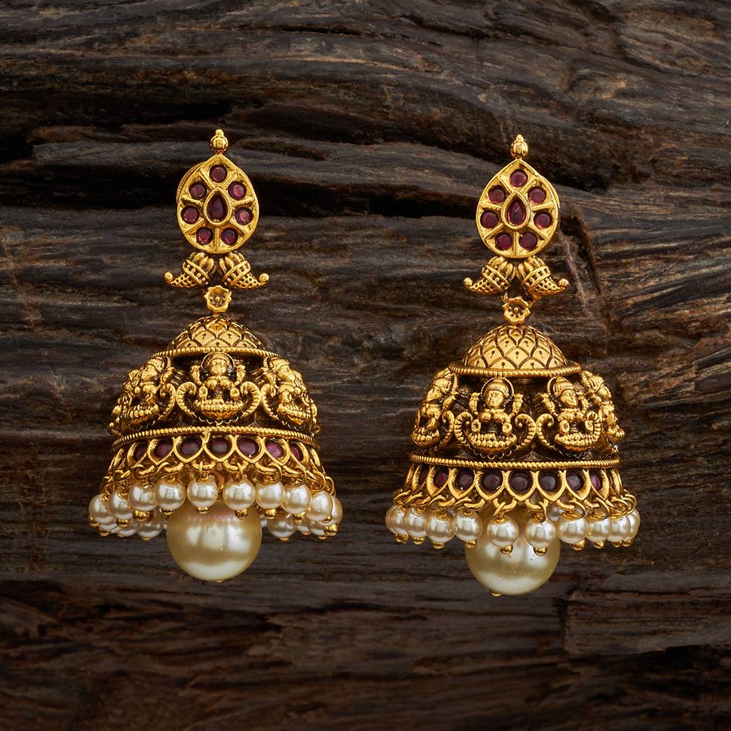 Kushal'S Fashion Jewellery Ruby Gold-Plated Ethnic Antique Earring-165603 : 401415