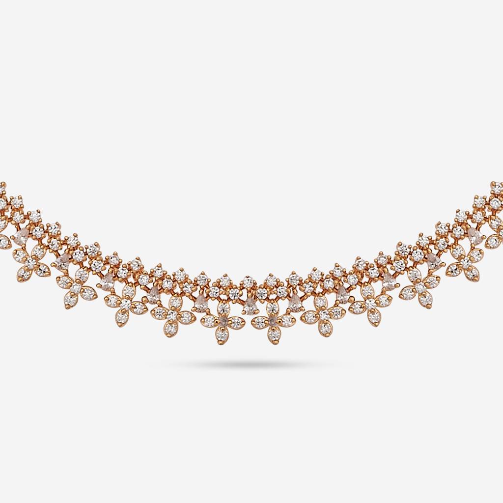 Kushal'S Fashion Jewellery White Gold-Plated Party Zircon Trendy Necklace  -186549 : 444812
