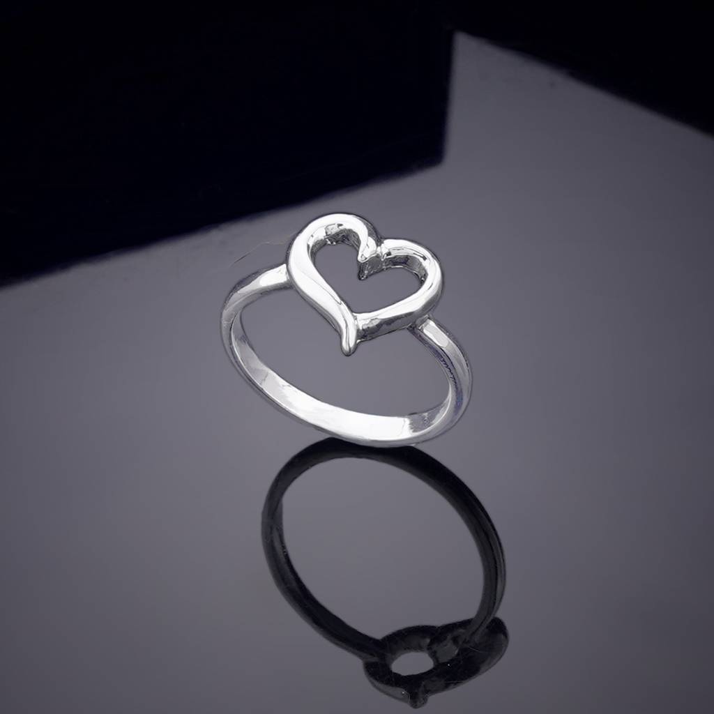 Estele Rhodium Plated Heart Shaped Finger Ring For Women : 130-IRRING