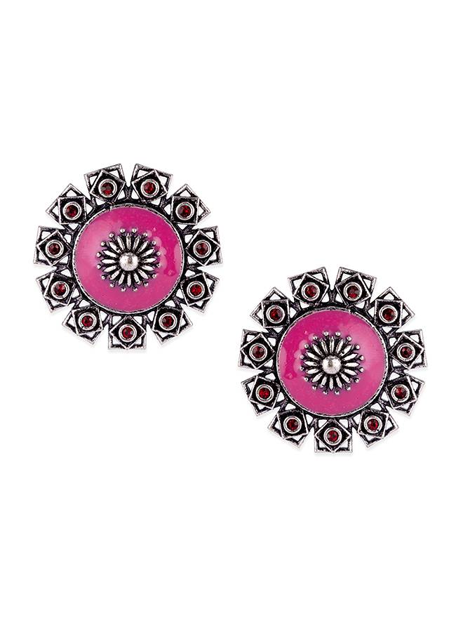 Arabian Nights Antique Silver Brass Stud Earrings-Vmjai80120 : 8905124424386