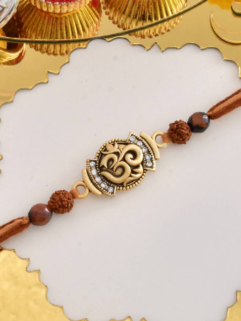Om Beaded Colourful -Threads Rakhi For Brother : 8905124525045