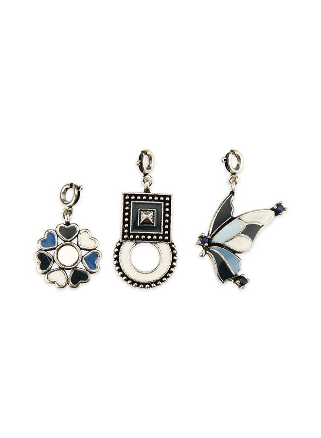 Charms Oxidized Silver Pendant Bracelet With Chains : 8905124141108