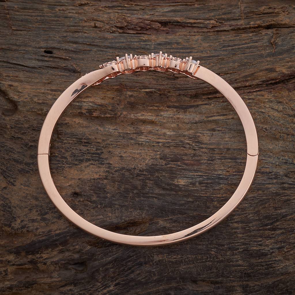Kushal'S Fashion Jewellery White Rose Gold-Plated Party Wear Zircon Kada-177580 : 425769