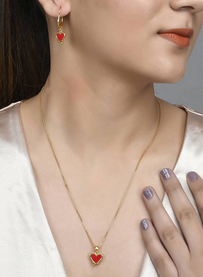 Valentine'S Day Collection Gold Plated Hearts Pendant Set : 8905124490718