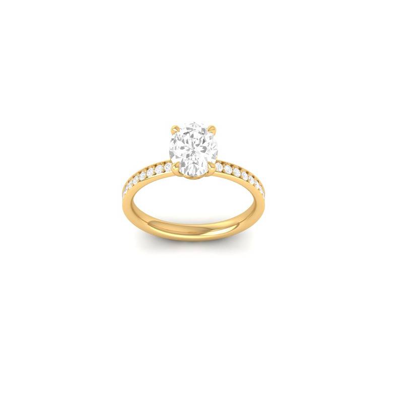 Oval Moissanite Wedding Ring In 14K Yellow Gold Plated Sterling Silver : TGDR-635-R-6