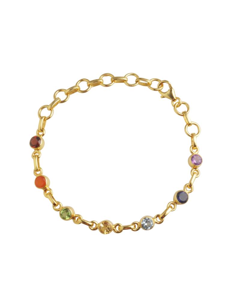 925 Sterling Silver Gold Plated Chakra Bracelet For Women | Gemstone Bracelet | Handmade Jewelry | Elegant Daily Wea : FU-080G