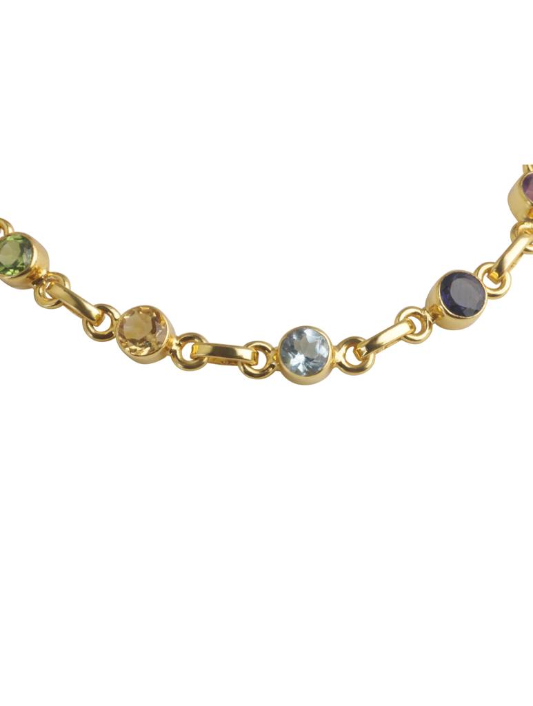 925 Sterling Silver Gold Plated Chakra Bracelet For Women | Gemstone Bracelet | Handmade Jewelry | Elegant Daily Wea : FU-080G