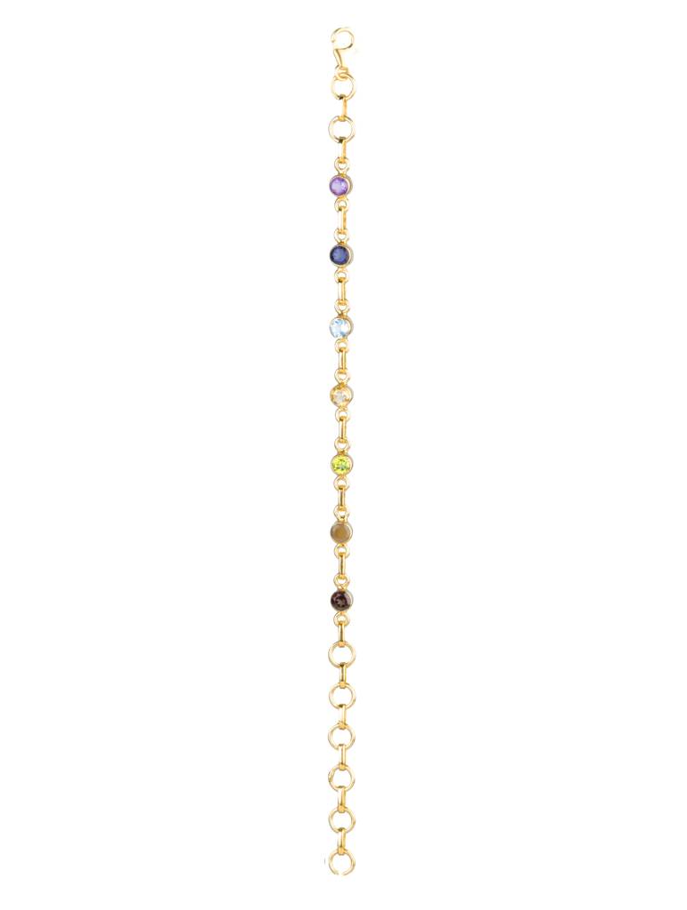 925 Sterling Silver Gold Plated Chakra Bracelet For Women | Gemstone Bracelet | Handmade Jewelry | Elegant Daily Wea : FU-080G