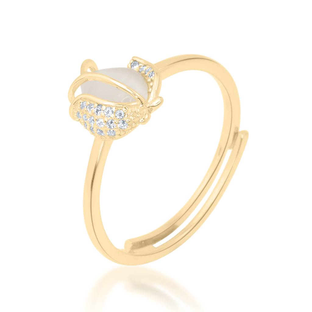 925 Gold Plated Golden Tulip Ring | Elegant Floral Design Adjustable Ring For Women | Premium Gold Finish Jewelry : S-R-G-135