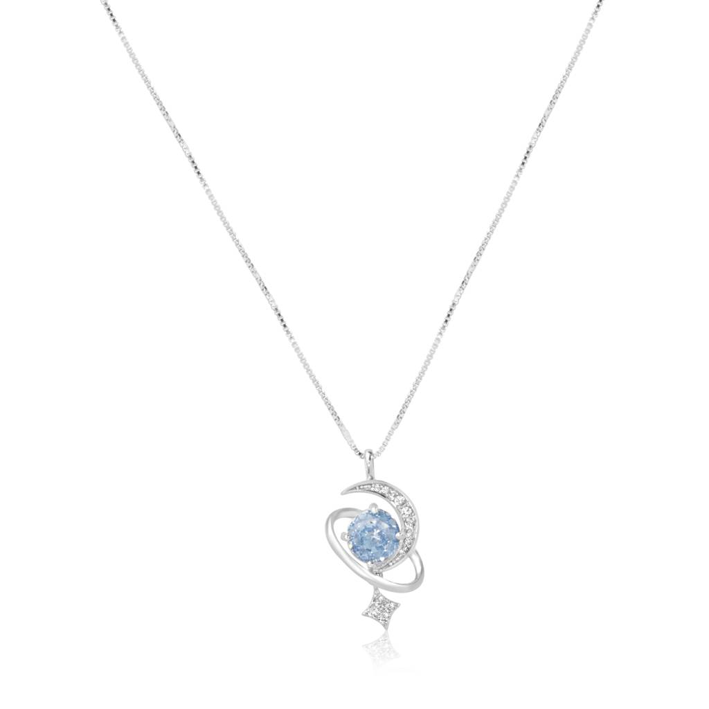 925 Silver Celestial Blue Topaz Pendant For Women : S-P-R-090
