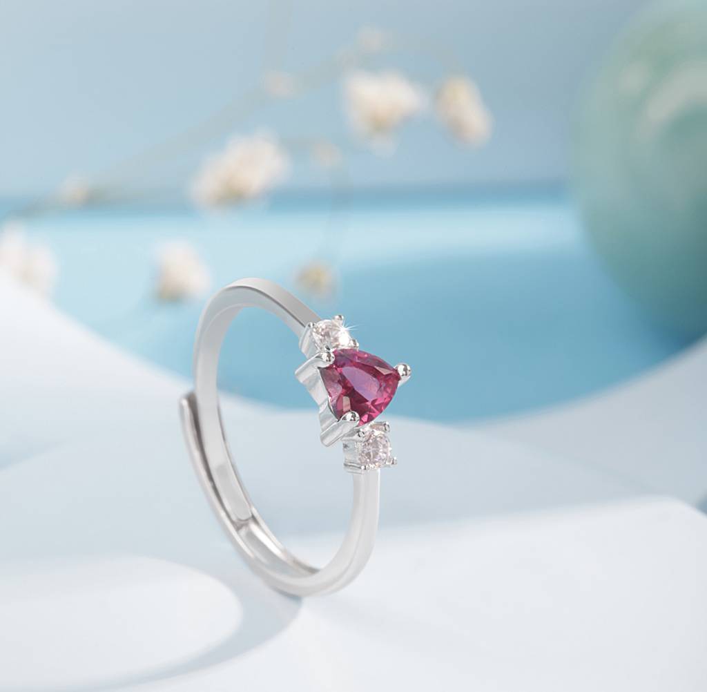 925 Silver Pink Gemstone Heart Ring | 925 Sterling Silver Romantic Ring For Women | Perfect Gift For Her : S-R-R-117