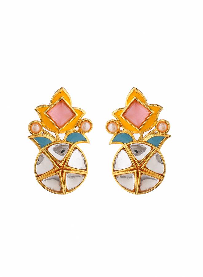 Forever More Floral Pink Stone And Pearl Earrings : 8905124498479