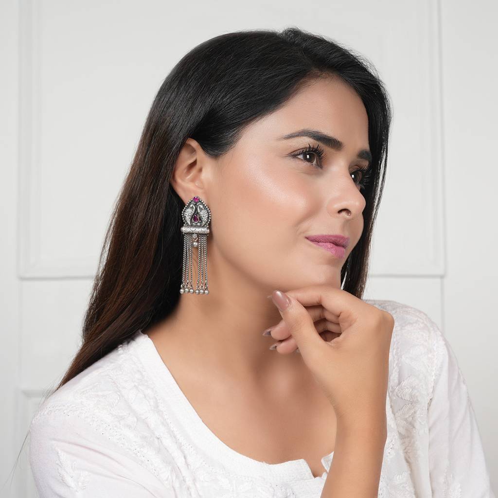 Peacock Nakashi Silver Earrings : SSE850