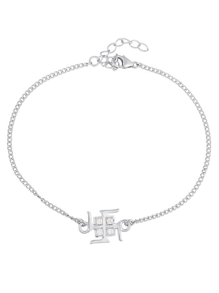 925 Sterling Silver Precious Swastik Rakhi : 8905124466706