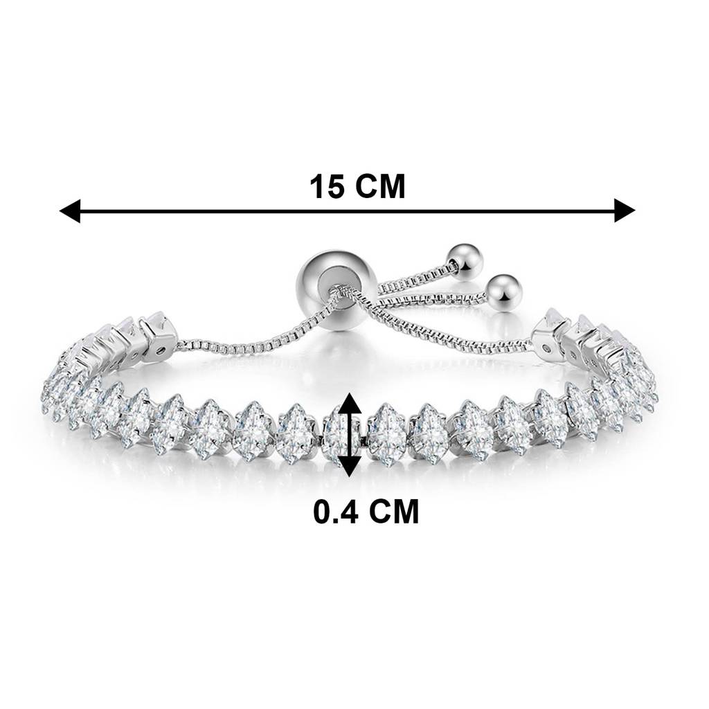 American Diamond Studded Plated Tennis Bracelet Fashion Adjustable Stylish Jewellery Gift For Women & Girls : PX8B59S