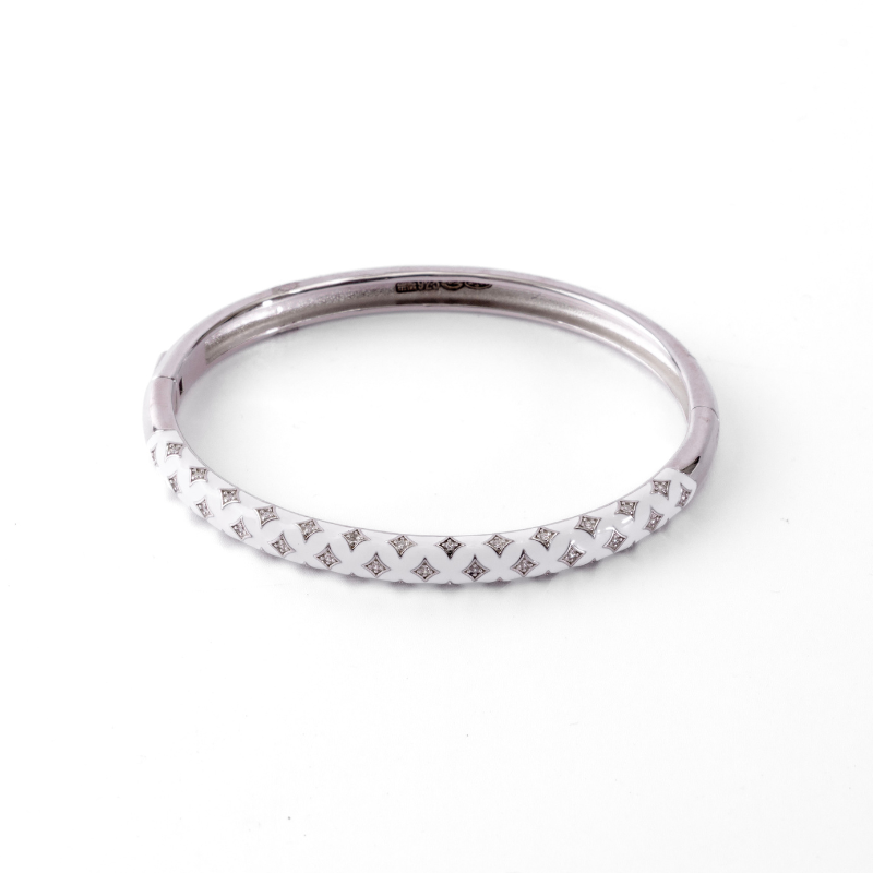 Ivory Lattice Enamel Bangle : JEWBRA19