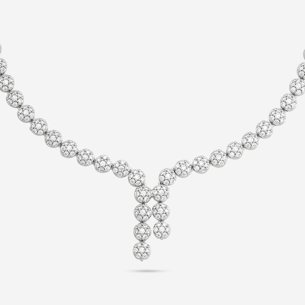 White Plated Party Zircon Necklace Set-444854 : 444854