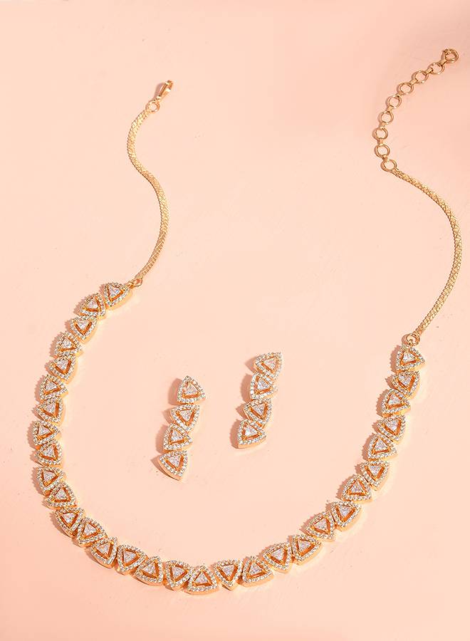 Sparkling Elegance Eternal Grace American Diamond Necklace Set : 8905124527186