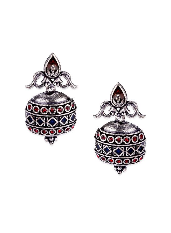 Arabian Nights Antique Lamp Designed Silver Brass Earrings : 8905124424423