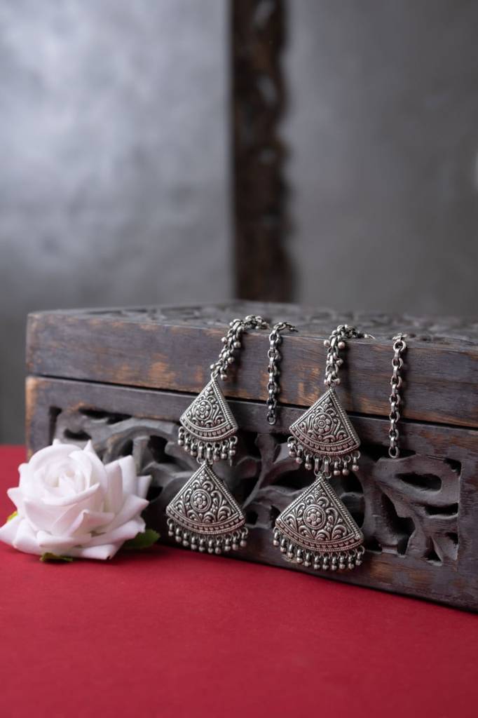Mizoya Triangle Layered Kaanchain Earring : SE165-1-1