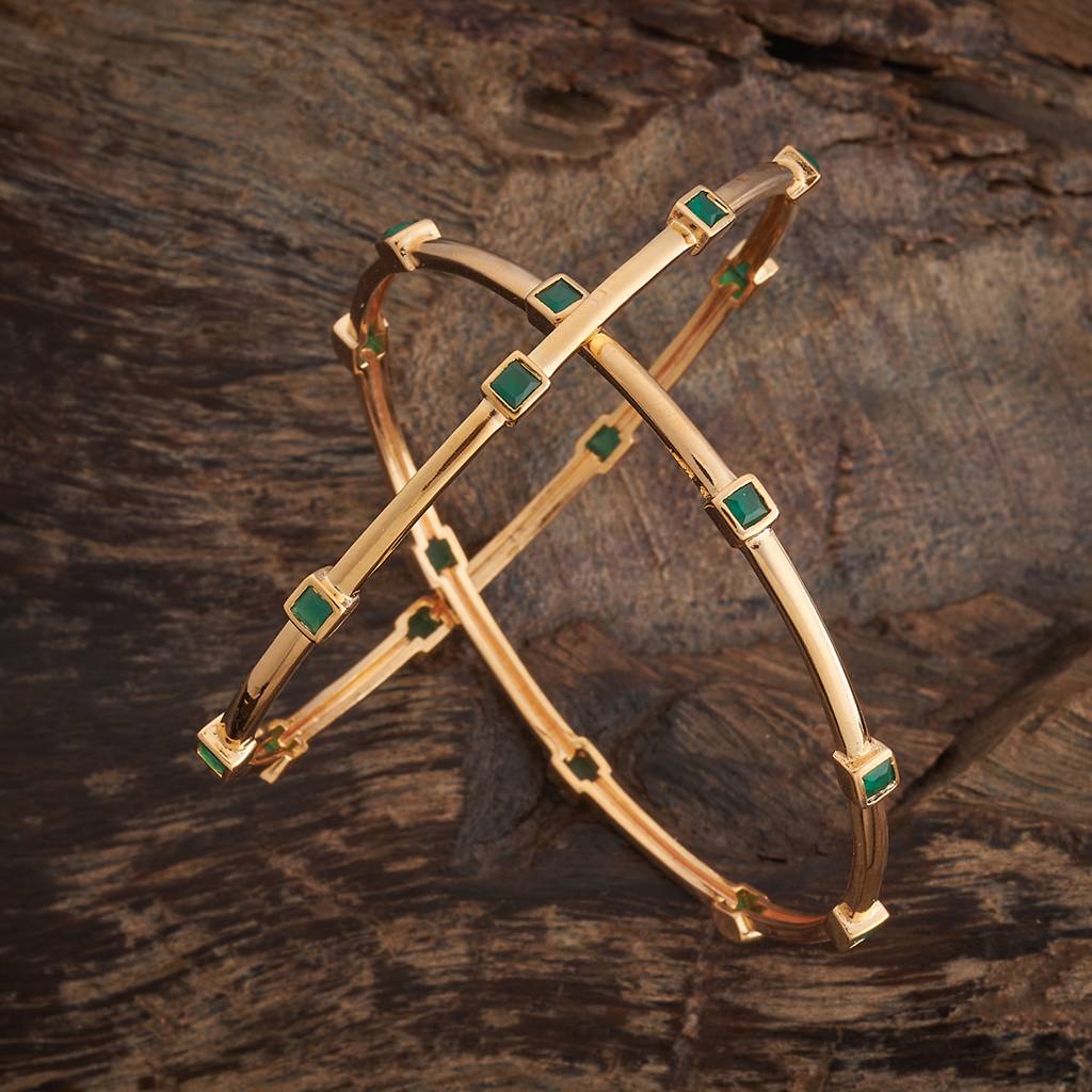 Kushal'S Fashion Jewellery Gold-Plated Party Zircon Bangle-170587 : 444340
