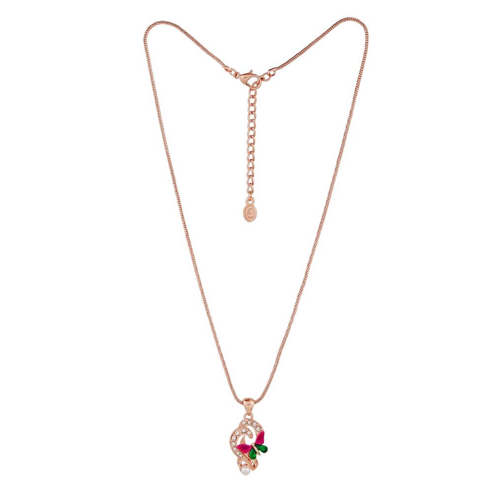 Estele Rosegold Plated Beautiful Butterfly Shaped Pendant For Women : 542-RGPENDANT