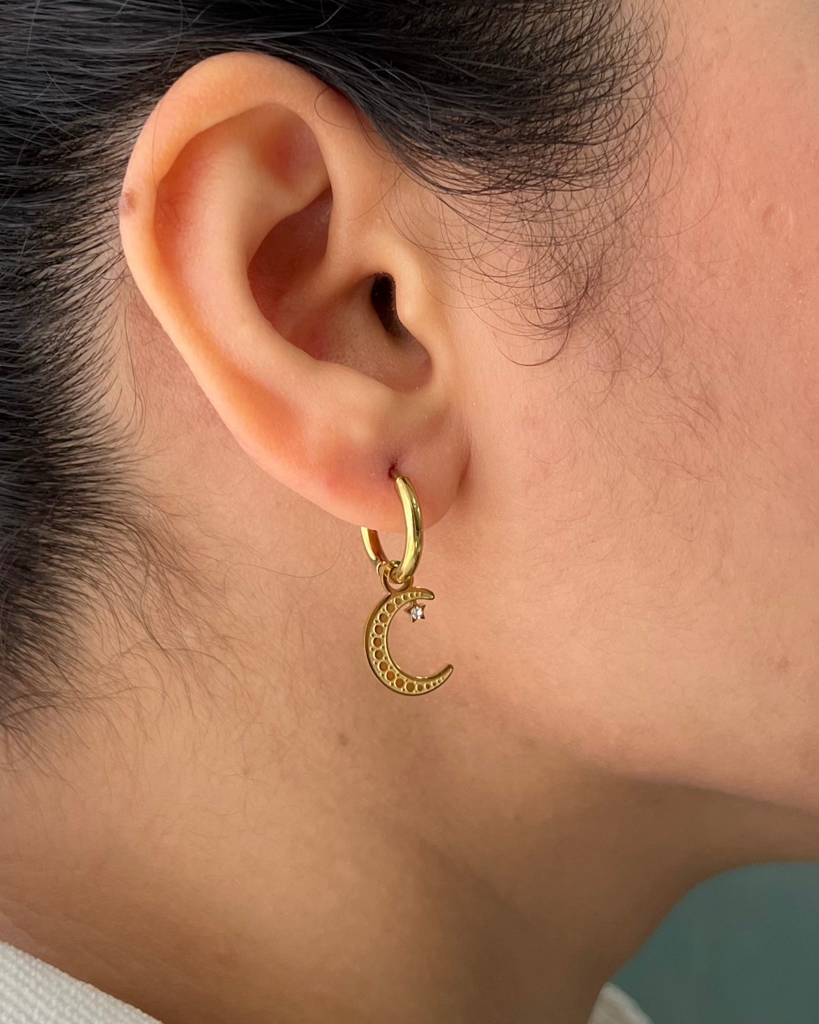 18K Gold Plated Celeste Sun & Moon Mismatched Earrings : E28A