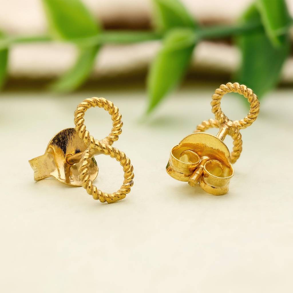 925 Silver & Gold Finish Twisted Rope Infinity Stud Earrings : SE_000927