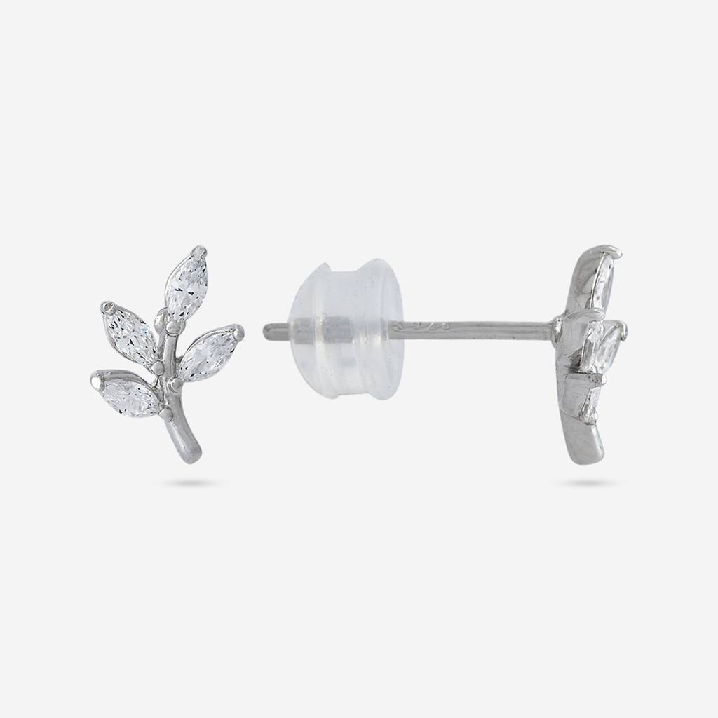Kushal'S Fashion Jewellery White Rhodium-Plated Party 92.5 Sterling Silver Studs-448379 : 448379
