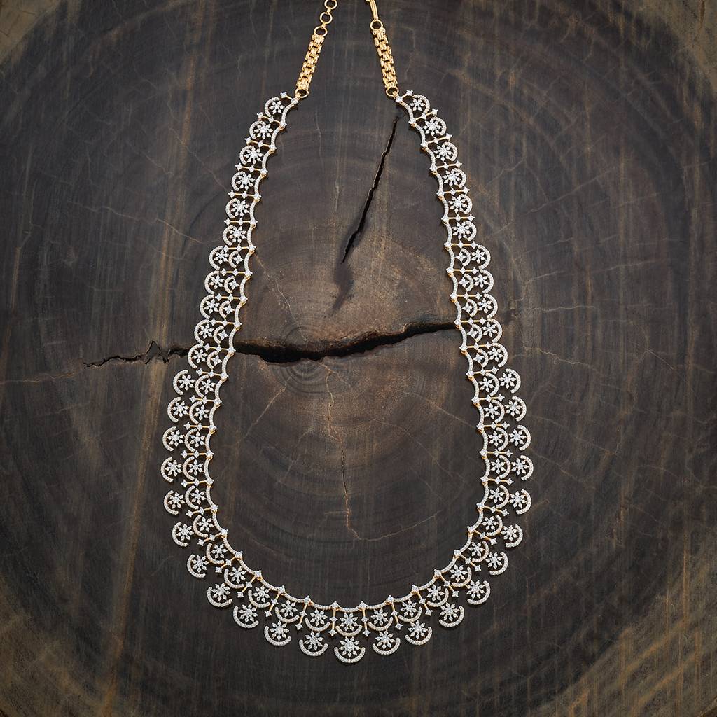 White Gold-Plated Party Zircon Necklace-432689 : 432689